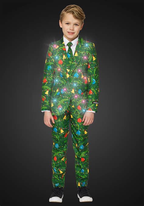 Boys Green Christmas Tree Light Up Suit