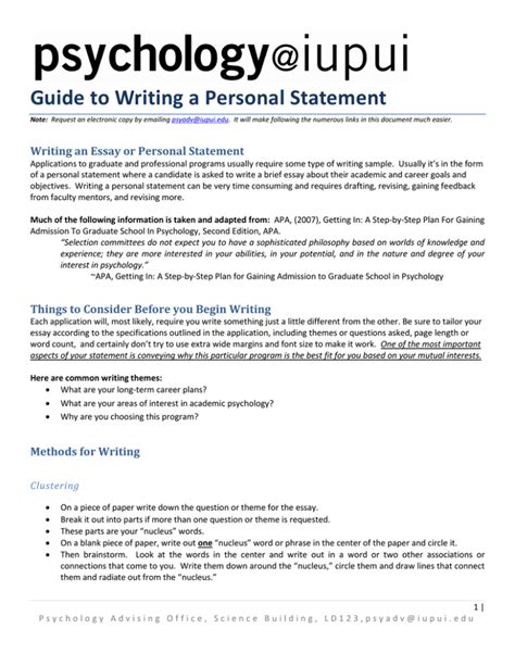 Guide To Writing A Personal Statement