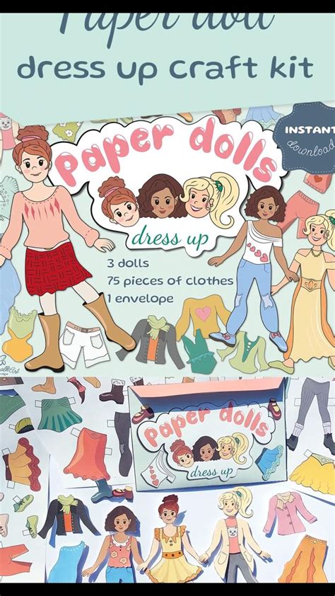 Paper Doll Printable paper craft game, Dress up paper dolls with ...