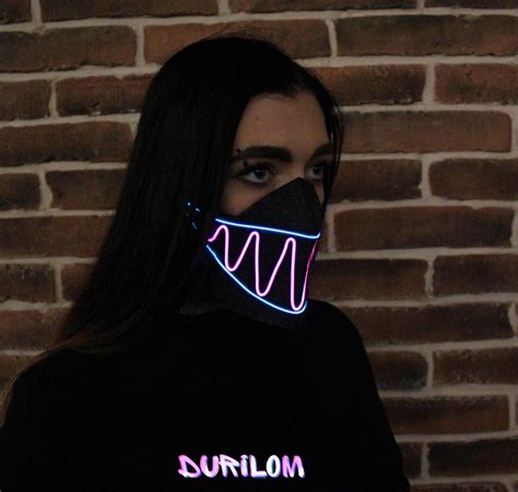 Neon Glowing Half Face Mask Anonymous At The Party Good Etsy