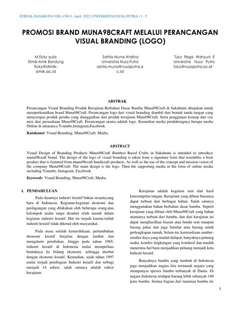 Pdf Promosi Brand Muna98craft Melalui Perancangan Visual Branding Logo