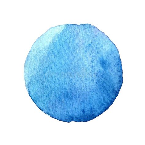 Blue Circle Painted With Watercolors Isolated On A White Background