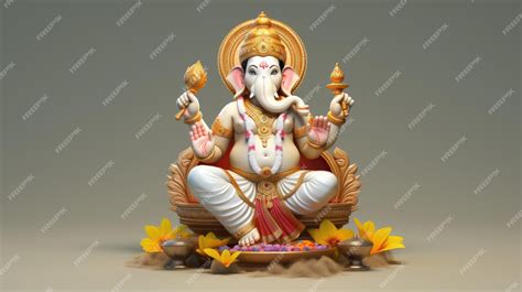 Premium AI Image | Lord Ganesh Statue on white background with copy ...