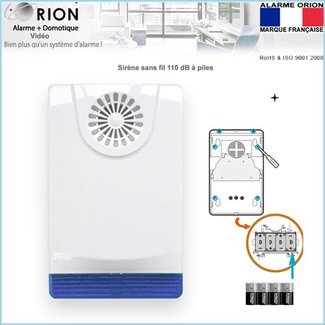 Sir Ne D Alarme Ext Rieure Sans Fil Pour Centrale Orion