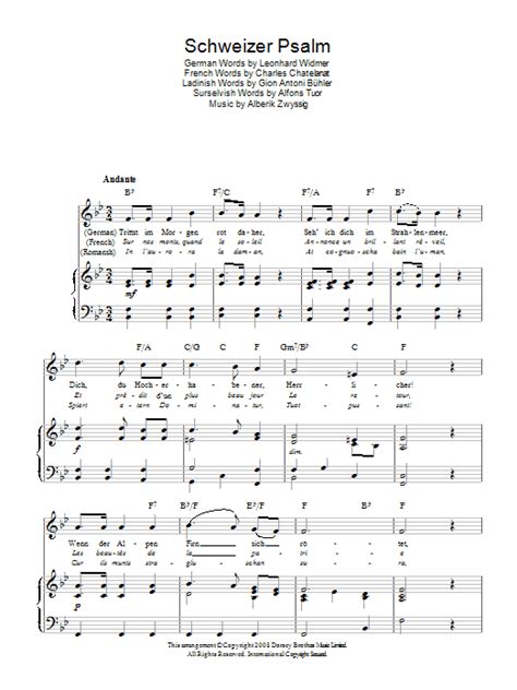 Schweizer Psalm Swiss National Anthem Sheet Music Direct