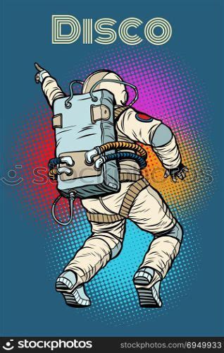 Astronaut Dancing Disco Pop Art Retro Comic Book Vector Illustration