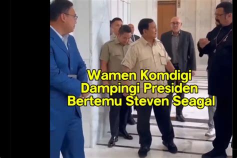 Foto Prabowo Tak Sengaja Bertemu Aktor Senior Steven Seagal Di