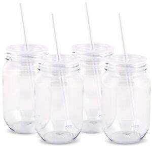 24 PLASTIC MASON JAR CUPS with STRAWS 16 oz Drink Bottle Party | eBay