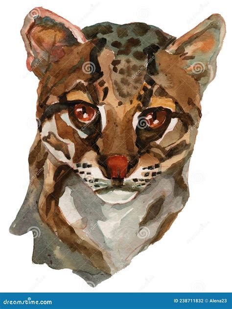 El Retrato De La Acuarela Ocelot Stock De Ilustraci N Ilustraci N De