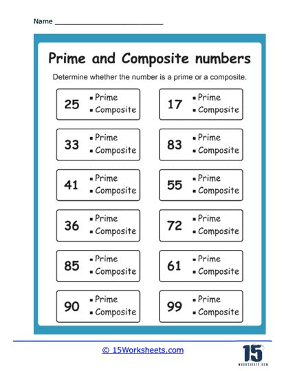 Prime And Composite Numbers Worksheets Worksheets Worksheets