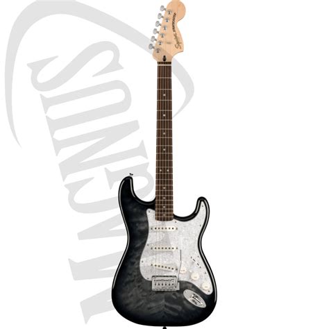 Squier Fsr Affinity Series Stratocaster Qmt Lf White Pearloid Pickguard Black Burst Squier