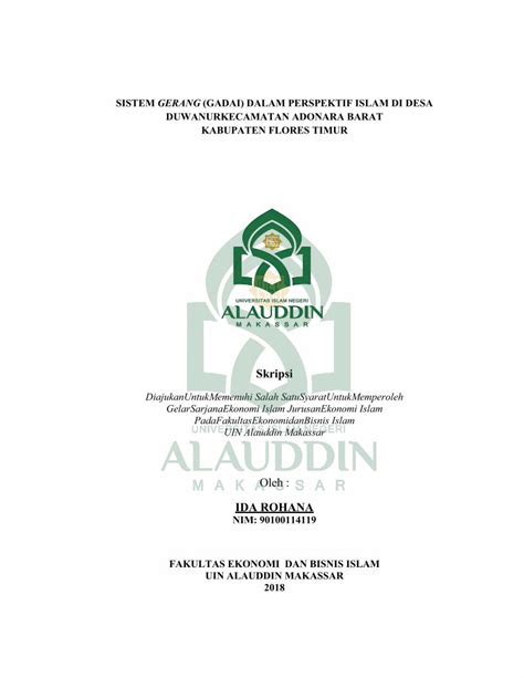 Pdf Skripsi Oleh Ida Rohanarepositori Uin Alauddin Ac Id