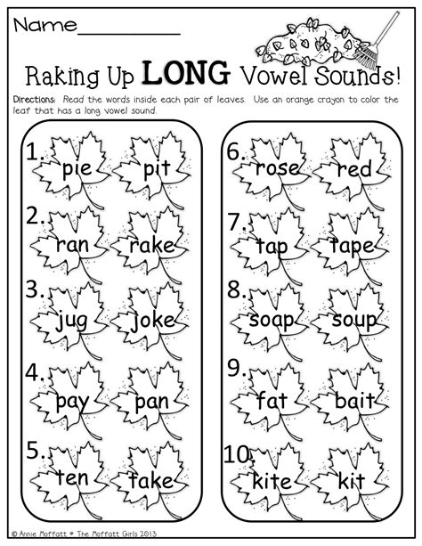 Long Vowels Worksheets For Grade 1