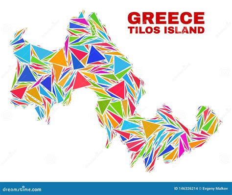 Tilos Island Map Mosaic Of Color Triangles Stock Vector