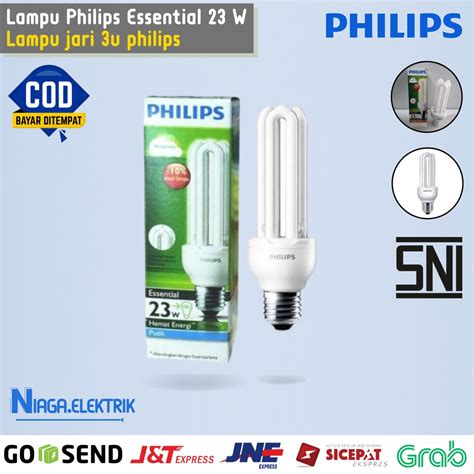 Jual Lampu Philips Essential 23w 23 Watt Lampu Jari Esensial 3 U Bohlam