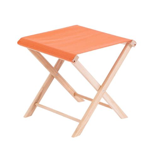 Tabouret Pliant En Bois Et Toile Orange Colors Epices 43 X 43 X 42 Cm