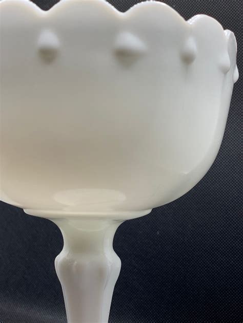 Vintage Indiana Glass Milk Glass Teardrop Pedestal Bowl Etsy