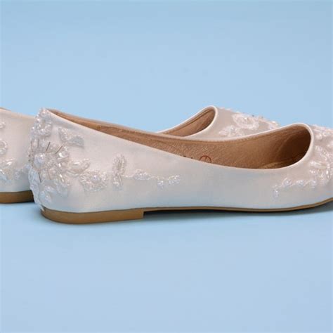 White Lace Flat Shoes For Bride Flat Shoes Wedding Bridal Etsy