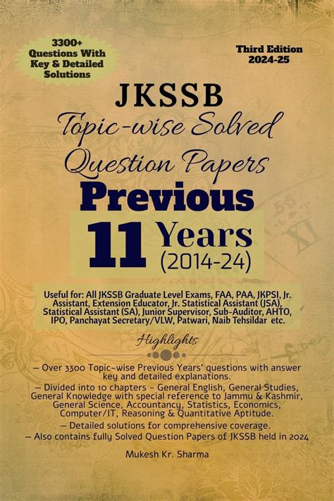 Jkssb Topic Wise Solved Question Papers Previous 9 Years 2014 22