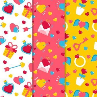 Free Vector Colorful Valentine S Day Pattern Collection In Flat