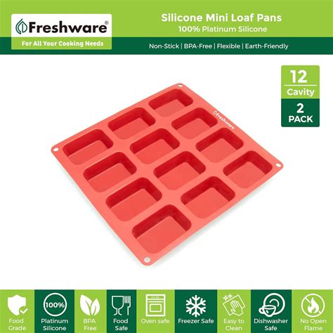 Freshware Mini Molde De Silicona Para Pan 2 Unidades Mini Molde Para