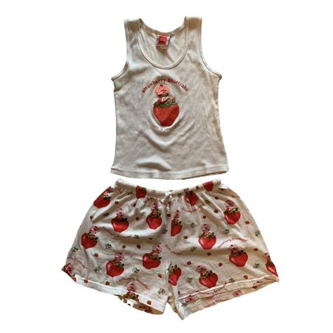 Strawberry Shortcake Pajama Set Tank Top And Shorts Depop