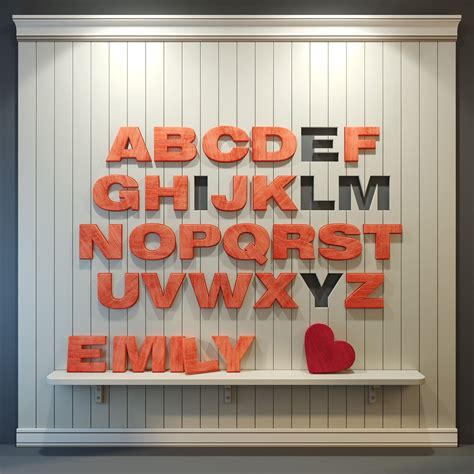 Wood panel. English alphabet.pink 3D Model $6 - .max .obj - Free3D