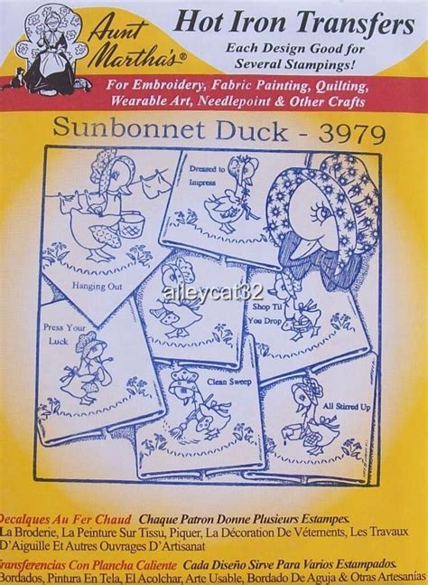 3979 Aunt Martha S Hot Iron On Transfers SUNBONNET DUCK Embroidery EBay