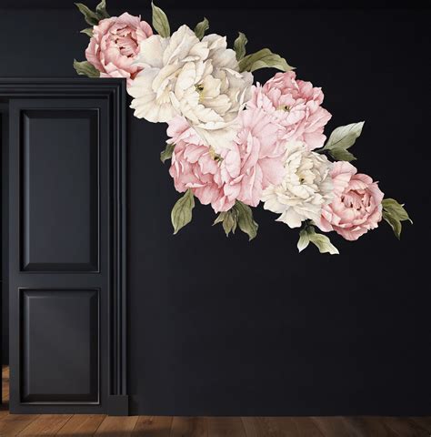 Peony Flowers Wall Decal Peony Bouquet Flower Stickers Removable Peel And Stick Wall Sticker By