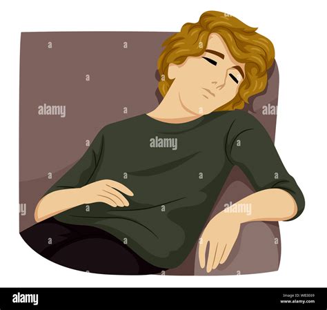 Ilustración de un chico adolescente durmiendo en el sofá Tomando una