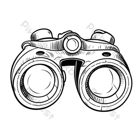 Outline Vector Doodled Binoculars Sketch Drawing PNG Images PNG Free