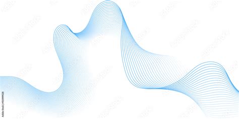 Abstract Blue Line Wave Background Technology Abstract Lines On White