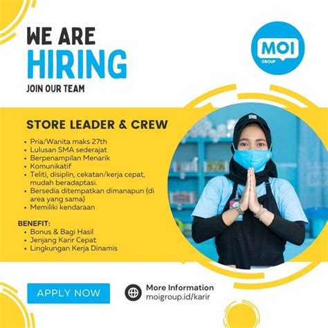 Lowongan Kerja Store Leader Crew Di MOI Group LokerJogja ID