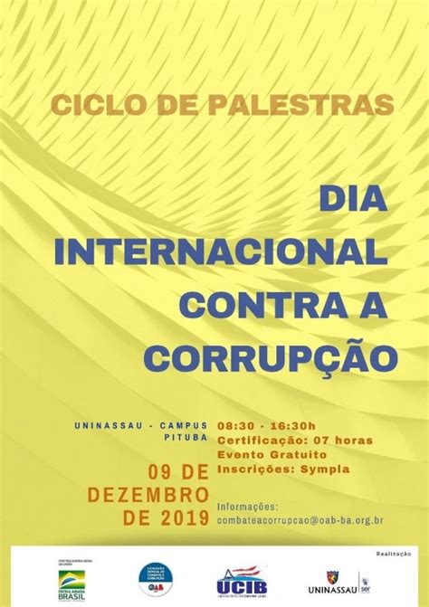 CICLO DE PALESTRAS DIA INTERNACIONAL CONTRA A CORRUPÇÃO em Salvador