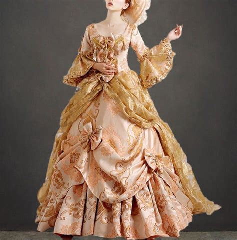 Queen Charlotte Gown European Baroque And Rococo Style Golden Dress