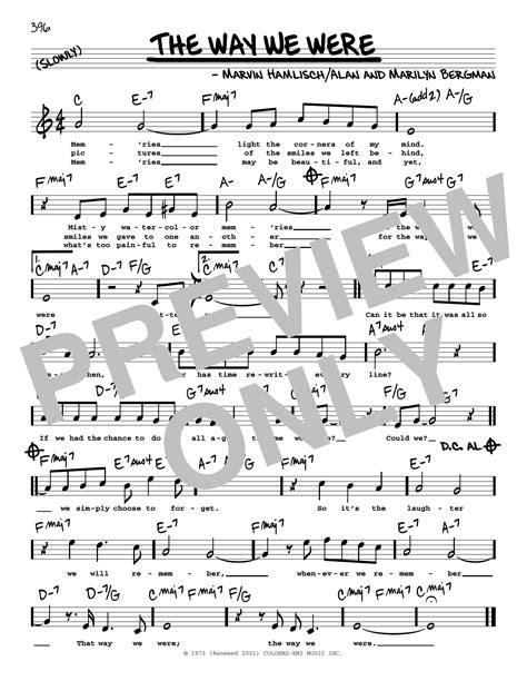 The Way We Were High Voice By Barbra Streisand Sheet Music For Real