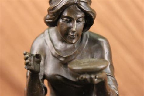 Genuine Bronze Metal Statue Stone Base Greek Woman Girl Water Jug Vase Sculpture Ebay