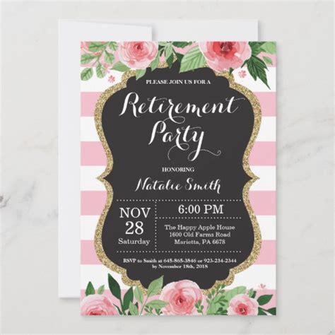 Floral Retirement Party Invitation Card