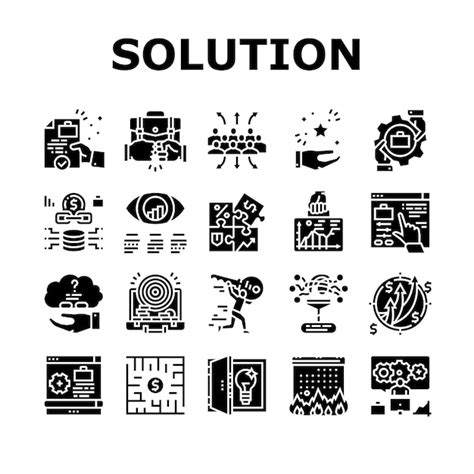 Premium Vector Solution Business Problem Task Icons Set Vector