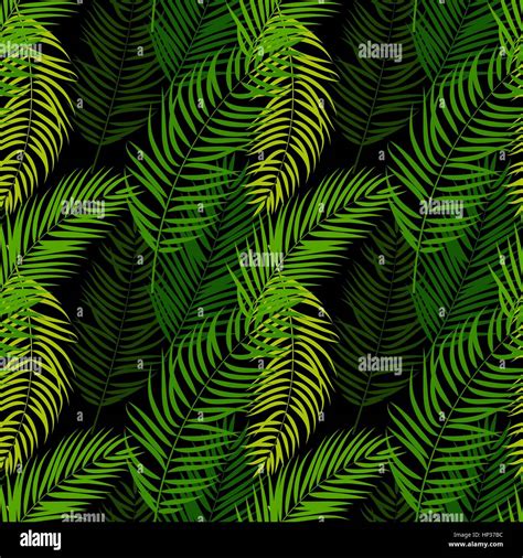 Beautifil Palm Tree Leaf Silhouette Seamless Pattern Background Vector