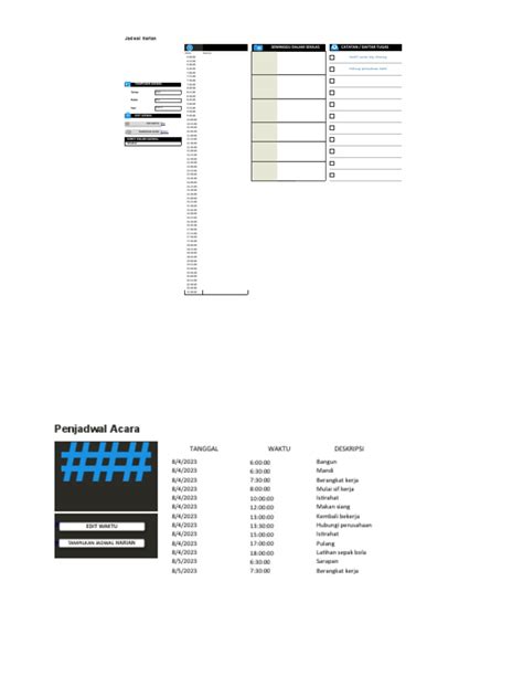 jadwal harian lengkap