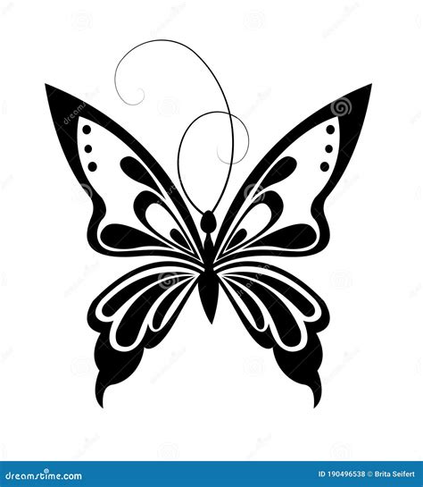 Concepto Creativo De Mariposa Decorativo Negro Y Blanco Silueta De