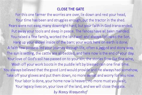 Close The Gate A Great Tribute To The Rancher Who Has Left Us Faith