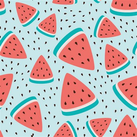 Premium Vector | Seamless wallpaper pattern watermelon slices summer fresh fruit design summer ...