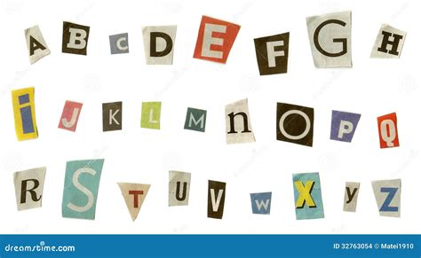 Alphabet Cut From Newspaper Isolated On White Stock Photo Image Of