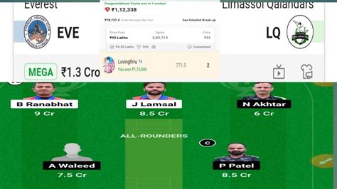 Eve Vs Lq Dream Prediction Todays Match Probable Playing Xi Pitch