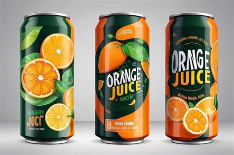 Premium Photo Orange Juice Label Design Soft Drink Bottle Label