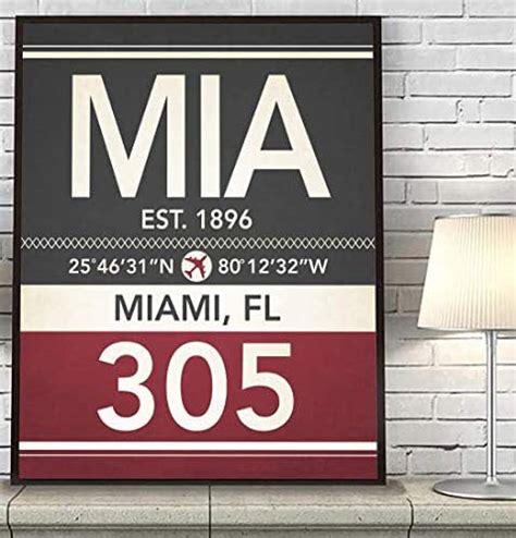 Miami Florida Mia 305 786 Vintage Airport Area Code Map