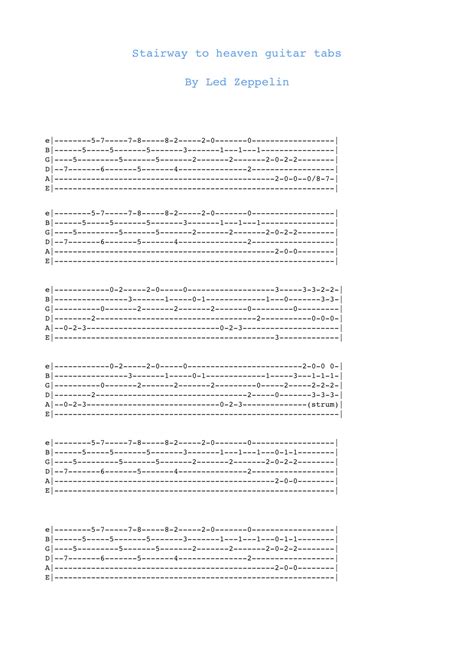 Stairway To Heaven Guitar Tablature