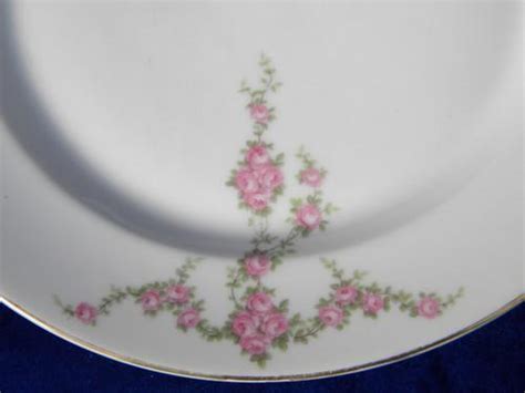 Antique Pink Roses Porcelain Plates Vintage Bavaria China Dinnerware